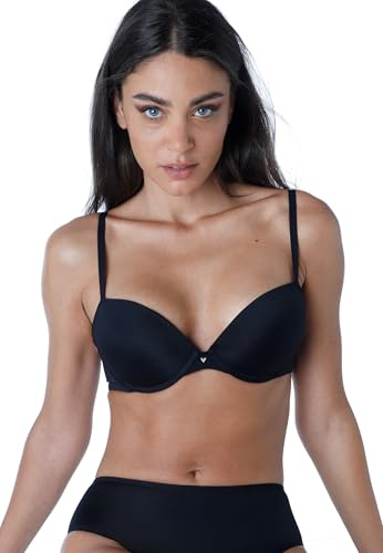 Lovable Reggiseno Push-Up in Microfibra | Coppe Preformate Imbottite Effetto Volume | Scollo Medio Invisibile sotto Abiti | Invisible Secret Donna, Nero, 34 / 3B
