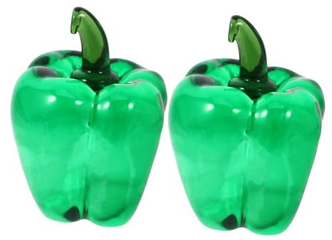 TOYANDONA 2pcs Elegant Glass Chili Statue Fake Pepper for Home Decor Green Pepper Table Adornment