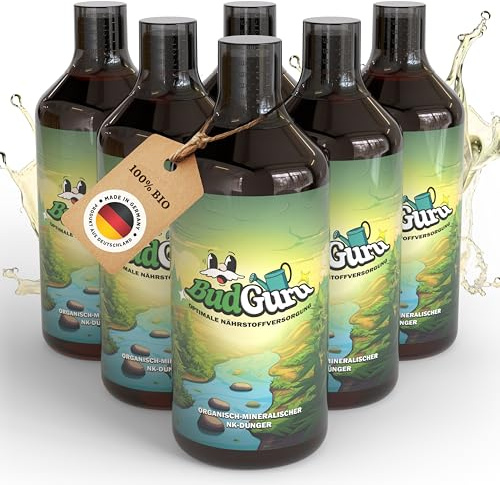 BudGuru Dünger für Pflanzenwachstum Indoor & Outdoor (6 x 1 Liter) | All-in-One Spezialdünger für Wachstumsphase & Blütephase | Für alle Sorten geeignet | Organisch & 100% Bio | grow & bloom