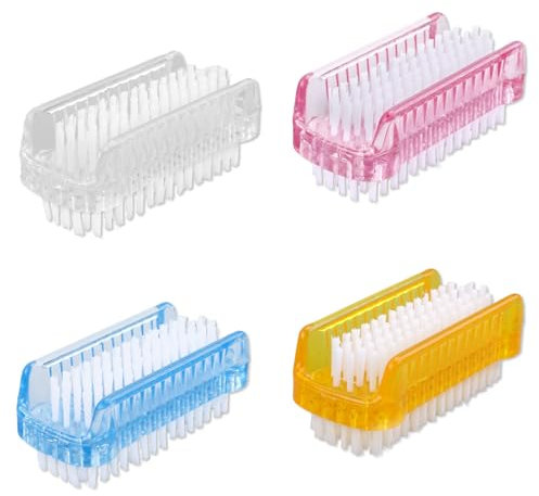 4pcs Brosses à Ongles pour Nettoyer les Ongles, Brosse à Récurer les Ongles à Deux Faces Poils en Nylon Doux et Rigides pour les Mains Sous les Ongles les Orteils