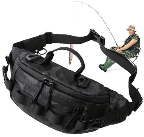 GENERIC Riñonera De Pesca Impermeable, Bolsa De Pesca Multifuncional Con Mosca, Para Senderismo Al Aire Libre, Equipo De Pesca, Camuflaje