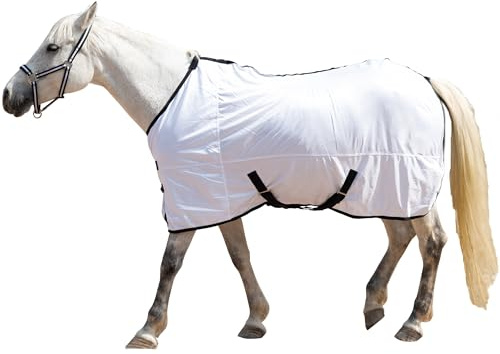 Gallopoff Couverture anti-mouches respirante Protection UV et rayures Fermeture poitrine réglable Sangle croisée jambes