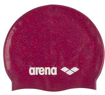 Arena Cuffia da nuoto classica unisex in silicone riciclato, per donne e uomini, per allenamento intensivo e corsa, comoda cuffia da nuoto con capelli lunghi, rubino/multicolore