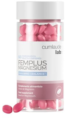Cumlaude Lab - FemPlus Magnesium, Complemento Alimenticio a Base de Magnesio, Ideal para el Equilibrio Físico, Mental y Hormonal, Sin Azúcar, Gluten, Ni Lactosa - 60 Comprimidos