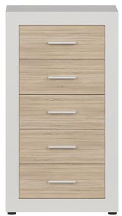 Homely | Sinfonier-Cómoda de Dormitorio con 5 cajones Coimbra | Tablero de partículas melaminizado | Colores: Kashmire/Cambrian, 60x39,6 Altura 106,3 cm | Diseño Moderno para Dormitorio
