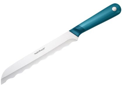 nutrifresh Easy Prep 19cm Bread Knife - Serrated Stainless Steel Blade with Full Tang & Ergonomic Handle for Slicing Crusty Loaves and Soft Breads