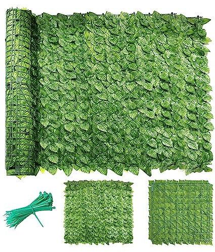 Haie artificielle pour balcon, brise-vue de jardin, rouleau de clôture de feuillage synthétique, décoration de terrasse, verdure Taille : 1,5 x 14 m Couleur : D