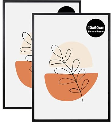 KAIWIN 2 Pack Bilderrahmen 40x60 cm, Schwarz Rahmen 40x60, Holz Fotorahmen zum Aufhängen, Posterrahmen Benutzt für Fotos, Bilder, Puzzles, Poster