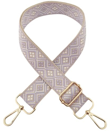 Justerbar väskrem för ombyte, bred axelrem för väskor kvinnor, 3,8 cm väskrem med karbinhake guld, axelrem för kvinnor modern crossbody, handväska, beige-violett, 303