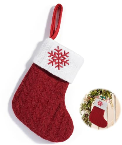 GNHG Gestrickt Weihnachtsstrumpf Alphabet Socken Weihnachtssocken Deko Weihnachten Strumpf Kamin Nikolausstiefel Nikolausstrumpf Für Weihnachtsdekoration Weihnachtsbaumschmuck(Schneeflocken)