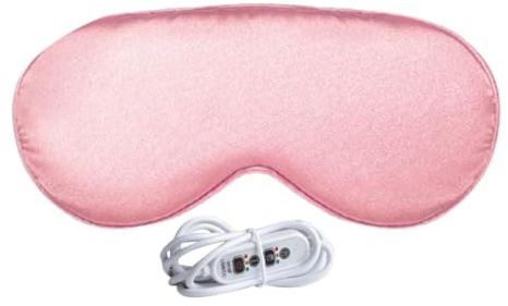 Wärmende Augenmaske - Wärmebrille, 20cm Schlafmaske - elektrisch beheizbar Seidenstoff wohltuende Wärme Lichtblockierung Stressabbau Entspannung tiefer Schlaf Reisen Flüge Nacht Ruhe