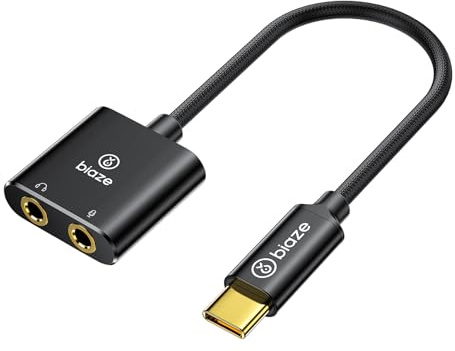 biaze USB C zu 3.5mm Klinken Audioadapter Externe Soundkarte mit 3.5 mm Kopfhörer und Mikrofon TRS Buchse zu TYP-C Kompatibel mit Windows, Laptops, Desktops Windows, MAC, Linux, PC, PS5, PS4