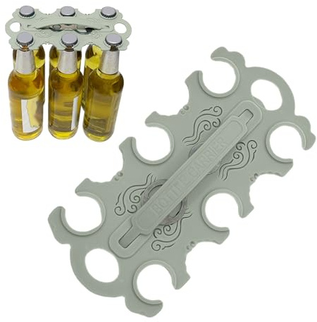 BommFu Robuster Kunststoff Getränketräger Mit Griff | 6er Träger für Bierflaschen - Multifunktionaler Organizer für Picknick Party Reise Angeln