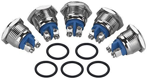 Interruttore a pulsante momentaneo daes 5 pezzi, mini interruttore a pulsante a scatto a 2 pin 16mm 250v (Cabeza plana)