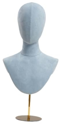 TISHITA Présentoir à Chapeaux, Présentoir à Perruques, Présentoir à Colliers, Tête de Mannequin En Métal et Flanelle, Réglable et Stable, Convient pour, Bleu