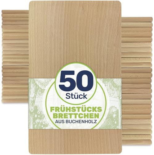 Gravidus Frühstücksbrettchen Holzbrett Buche 22x12x1 cm (50 Stück)