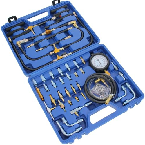 GEPCO Benzin Drucktester Druckprüfer Einspritzanlage Werkzeug Kompression Prüfer 0-8 BAR 120Psi kompatibel mit Mercedes BMW Audi Honda Ford Isuzu Saab Toyota Mazda Renault Peugeot Opel Vauxhall usw.
