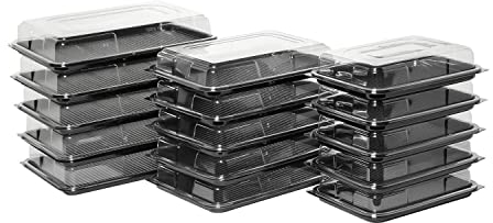 Caterline 5 Small, 5 Medium & 5 Large Catering Platter Trays & Lids. Perfect for Party food at Events & Buffets. Reusable plastic sandwich platters, recyclable & eco-friendly