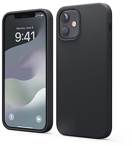 elago Liquid Silicone Case Kompatibel mit iPhone 12 Hülle & Kompatibel mit iPhone 12 Pro Hülle (6,1), Hochwertiges Silikon, Rundumschutz Handyhülle : 3-Layer Struktur Schutzhülle (Schwarz)