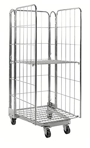 Gitterrollwagen 400 kg, stapelbar, 3 Seiten, LxBxH 850 x 720 x 1.740 mm, verzinkt