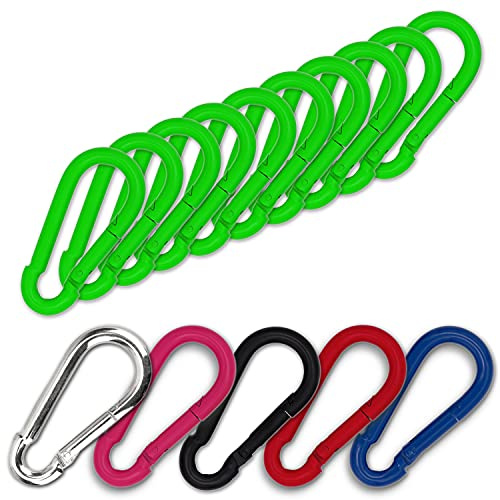 C.P.Sports 10 moschettoni 80 mm x 8 mm | per Sport di Forza, Bodybuilding, Fitness e Fai da Te, Hobby e Tempo Libero | in Acciaio Inox colorato | Resistenti alla trazione e durevoli, 10 Pezzi