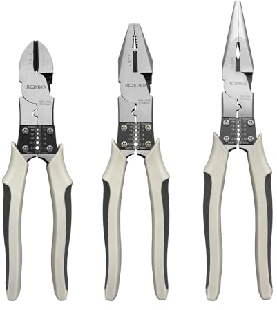 BOOSDEN Set di 3 Pinze, 203mm Pinza Universale, 203mm Tronchese 228mm, Pinza a Becchi Lunghi,con Custodie Portatili per Cintura Degli Attrezzi