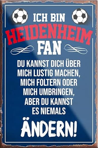 Magnet ''Heidenheim Fan'' 9x6cm Kühlschrankmagnet Lustige Sprüche Feier Vintage Retro Geburtstag Deko Party Überraschung Fan Fußball Mannschaft Verein Bolzen