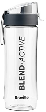 Breville Blend Active Bottle (600ml) | Clear Smoothie Bottle | Leak Proof | Grey Lid [VBL247]