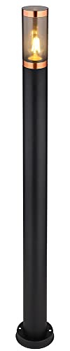 Wegeleuchte Pollerleuchte außen Gartenlampen schwarz IP44, Standleuchte Terrasse Balkon, Edelstahl Kupfer rauchfarben, 1x E27 Fassung, DxH 12,7x110cm