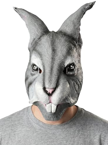 Maskworld Kaninchen Maske aus Latex - Vollmaske als Verkleidung für Halloween, Karneval & Motto-Party