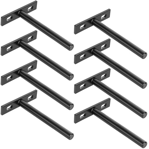 SAYAYO Equerre Etagere Murale Fixation Flottante Invisible 100MM Noir 8 Pcs | Support Etagere Murale en Haute Qualité Métal, Tablette Flottante Support Charge Lourde pour Cour Salon Chambre Cuisine