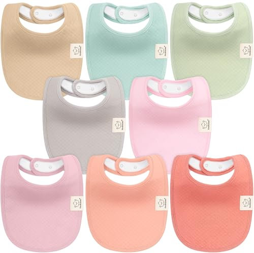 8er-Pack Bio Baby Lätzchen Mädchen und Jungen – Lätzchen Baby Baumwolle, Sabberlätzchen Baby zum Zahnen, Weich und Saugfähig Babylätzchen Abwaschbar for Säuglinge und Kleinkinder (Muted Pastel)