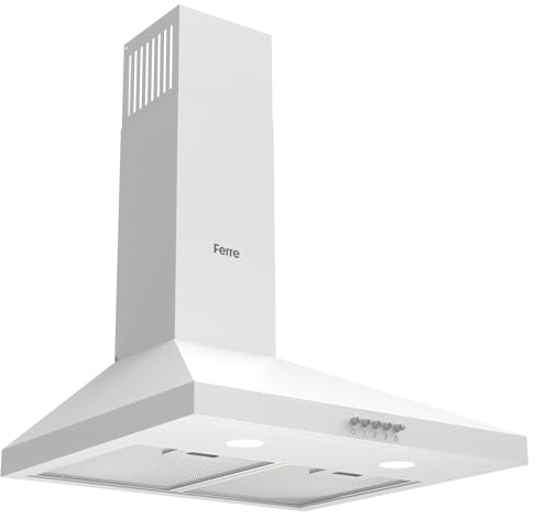 Ferre PH500-PWH 50cm Pyramid Chimney Cooker Hood, Kitchen Extractor Fan, White