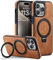Sibada Leather Case for iPhone 15 Pro Max with Concealed Circle Stand for Magnetic, Fashionable and Elegant Thin Business Mobile Phone Case (2023) 6.7 Inches - Brown