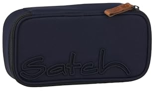 Satch Schlamperbox extra groß inkl. Trennfach Reißverschlussfach Stiftehalter Geodreieck Sichtfenster für Stundenplan Nordic Blue - Blau