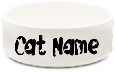 Bol pour chat personnalisé avec nom dans la police féline comme indiqué sur la plaque en céramique pour nourriture ou eau 15 cm de large