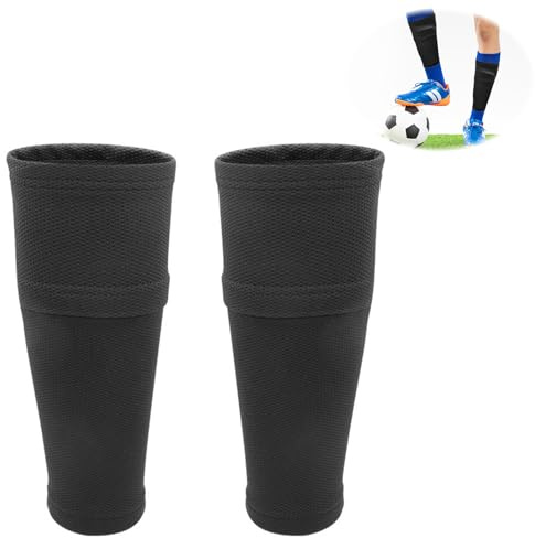 Yuqilin Socken für Schienbeinschoner,Schwarz Fußballsocken mit Schienbeinschoner Tasche Bequem und Atmungsaktiv Stutzen Ohne Socken(Schienbeinschoner Nicht im Lieferumfang Enthalten,L)