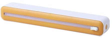 Kexpery Distributeur de film plastique imperméable avec coupe-glissière magnétique rechargeable - Distributeur de film alimentaire pour emballage alimentaire dans un restaurant - Jaune