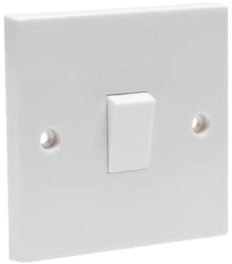 Electric Wall 10A Light Switch 1/2/3 Gang 2 Way Rocker Standard White Square - Compatible with Single 16/25/35/47mm Pattress Back Box Surface Mounted 1 Gang (1 Gang Switch, Light Switch ONLY)