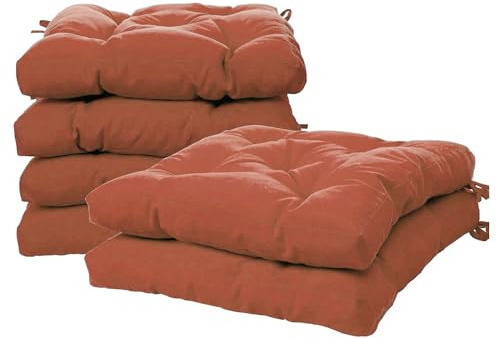 VISTE TU HOGAR Pack 6 Coussins de Chaise, 45x45x5 CM, Effet tridimensionnel, 100% Polyester, idéal pour Salle à Manger, terrasse, Salon et Restaurant, Couleur tuile, fabriqué en Espagne