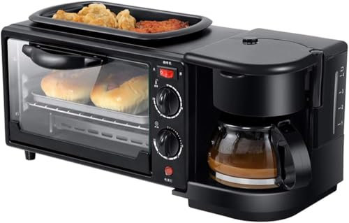 Wrobelax Multifunction Breakfast Machine with Mini Toaster Electric Oven, 3 in 1 Breakfast Maker Station, Frying Pan, Breakfast Egg Sandwich Maker(Color:Black)