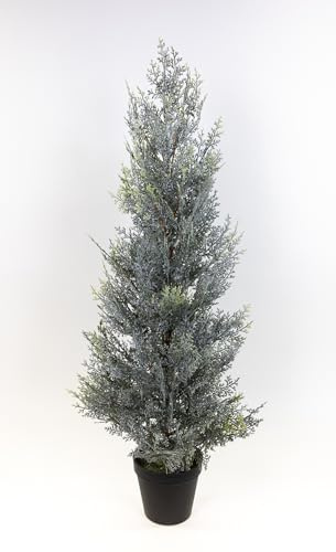 Seidenblumen Roß Zeder/Konifere in Schneeoptik im Topf GA künstliche Thuja Pflanze Kunstbaum Dekobaum (80x34cm)