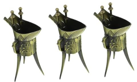IMIKEYA 3 Pezzi Coppa di Rame Antico Bicchiere Da Vino Treppiede Coppa Antica Bicchieri Antichi Decorazione Della Cina Bicchiere Di Liquore Decorativo Antico Tazza Per La Casa