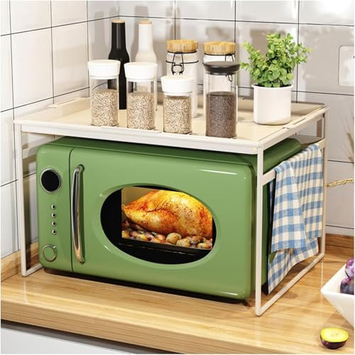 Microwave Storage Rack,microwave stand,2 Tier Microwave Oven Rack,Adjustable Steel Microwave Shelf or Plate,Toaster Baker Rack,Kitchen Counter Organizer Shelf Stand,Pot Pan Grill Storage Racks(Large)