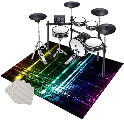 Drum Teppich rutschfest Schlagzeugteppich Schlagzeug Teppich Musikinstrumente Bodenmatte Schallschutz Akustik Teppich Elektronisches Jazz Schlagzeug Kit Bass Snare Drum Trommelteppich 200 x 170 cm