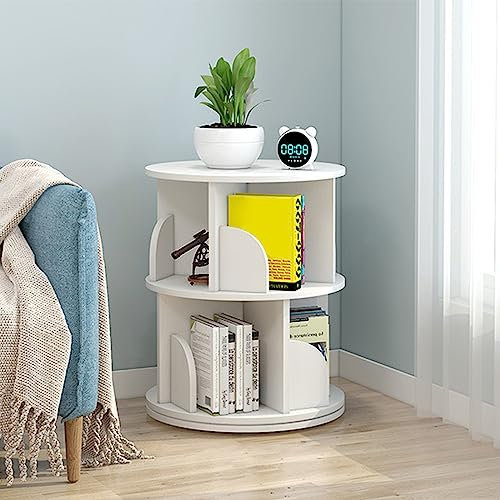 360 Grad drehbares Bücherregal für Kinder, rundes Bücherregal mit 2 6 Etagen, perfekt für Wohnzimmer, Schlafzimmer, Bibliothek, Heimbüro, Weiß