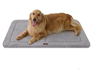 Joydeco Hundematte 112x81cm - Reversibles waschbares Hundebett mit weichem Fleece, Flache Unterlage für Hundebox & Käfig - Für XXL, große, mittlere & kleine Hunde- Grau