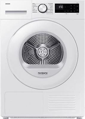 Samsung DV90DG52A0TEEG Wärmepumpentrockner DV5000D, 9 kg, EEK: C, Wäschetrockner mit LED-Display, Optimal Dry, SmartThings-App, Hygiene-Programm, Air Refresh, Weiß