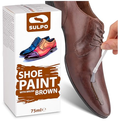 SULPO Schuhfarbe - Lederfarbe Braun 75 ml - Ideal für genarbtes Leder Pflege - Effektive Lederpflege Für Schuhe, Taschen Und Accessoires