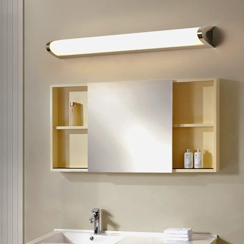 LED Innen Wandleuchten Wasserdichte IP44 Spiegelleuchte Badezimmer Wandlampen Acryl Aluminium Chrom Wandlicht Badschrank Küche Warmes Licht/Natürliches Licht/Weißes Licht (Natürliches Licht,60cm)